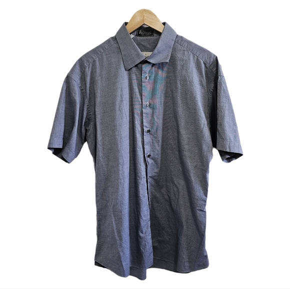 Ermenegildo Zegna blue collared button short sleeve casual shirt - Picture 1 of 9